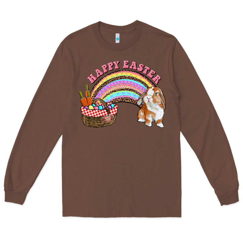 Happy Easter Bunny And Egg Basket Rainbow Long Sleeve Tee by RanaPortraitStore | Teevron