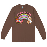 Chestnut Happy Easter Bunny And Egg Basket Rainbow Long Sleeve Tee - RanaPortraitStore