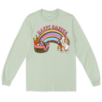 Matcha Happy Easter Bunny And Egg Basket Rainbow Long Sleeve Tee - RanaPortraitStore