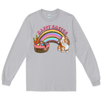 Moon Dust Happy Easter Bunny And Egg Basket Rainbow Long Sleeve Tee - RanaPortraitStore