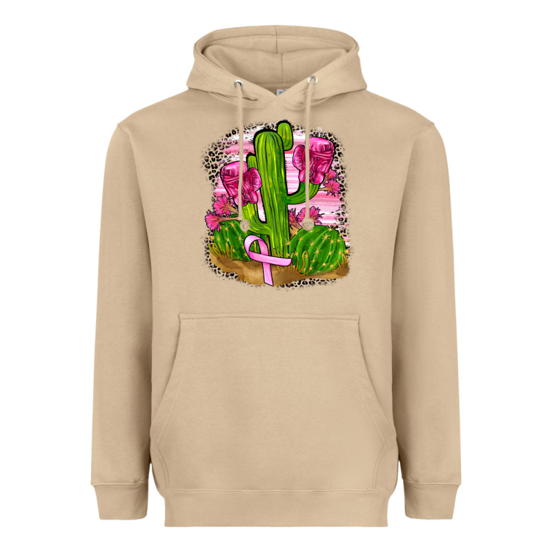 Breast Cancer Cactus Heavyweight Hoodie by FaDigitalArtStudio | Teevron