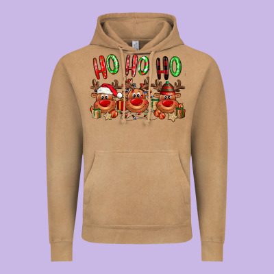 Ho Ho Ho Reindeer Vintage Hoodie Designed By Nancycooperartshop