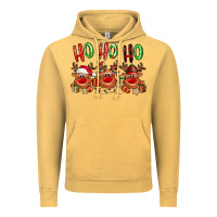 Vintage Mustard Ho ho ho Reindeer Vintage Hoodie - NancyCooperArtShop