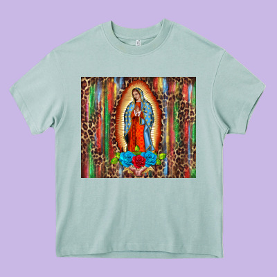 Our Lady Of Guadalupe Serape Heavy Core Tee Designed By Barkaloodesign