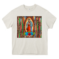 Cream our lady of Guadalupe serape Heavy Core Tee - BarkalooDesign