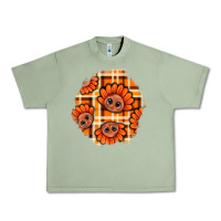 Oil Green Thanksgiving Turkey With Tartan Patch Urban Heavy Tee - BundleAndBundleShop