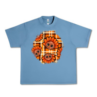 Pebble Blue Thanksgiving Turkey With Tartan Patch Urban Heavy Tee - BundleAndBundleShop