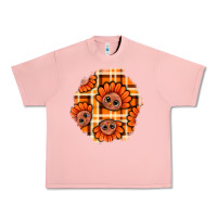 Salmon Thanksgiving Turkey With Tartan Patch Urban Heavy Tee - BundleAndBundleShop