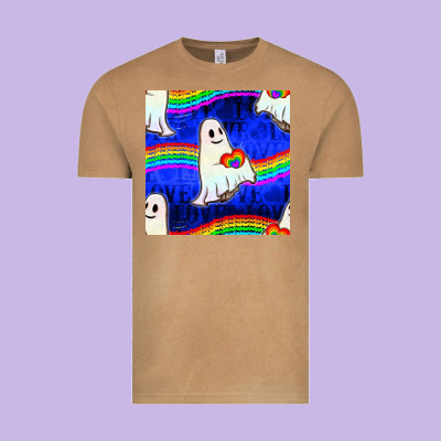 Pride Lgbtq Ghosts And Heart With Rainbow Seamless Vintage Tee Designed By Bundleandbundleshop