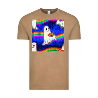 Vintage Coffee Pride lgbtq ghosts and heart with rainbow seamless Vintage Tee - BundleAndBundleShop