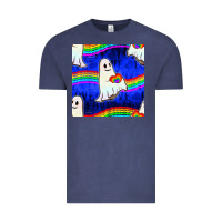 Vintage Denim Pride lgbtq ghosts and heart with rainbow seamless Vintage Tee - BundleAndBundleShop