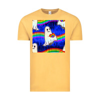 Vintage Mustard Pride lgbtq ghosts and heart with rainbow seamless Vintage Tee - BundleAndBundleShop