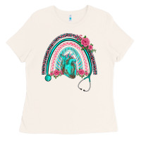 Bone nurse life spring stethoscope heart rainbow Ladies Tee - BarkalooDesign