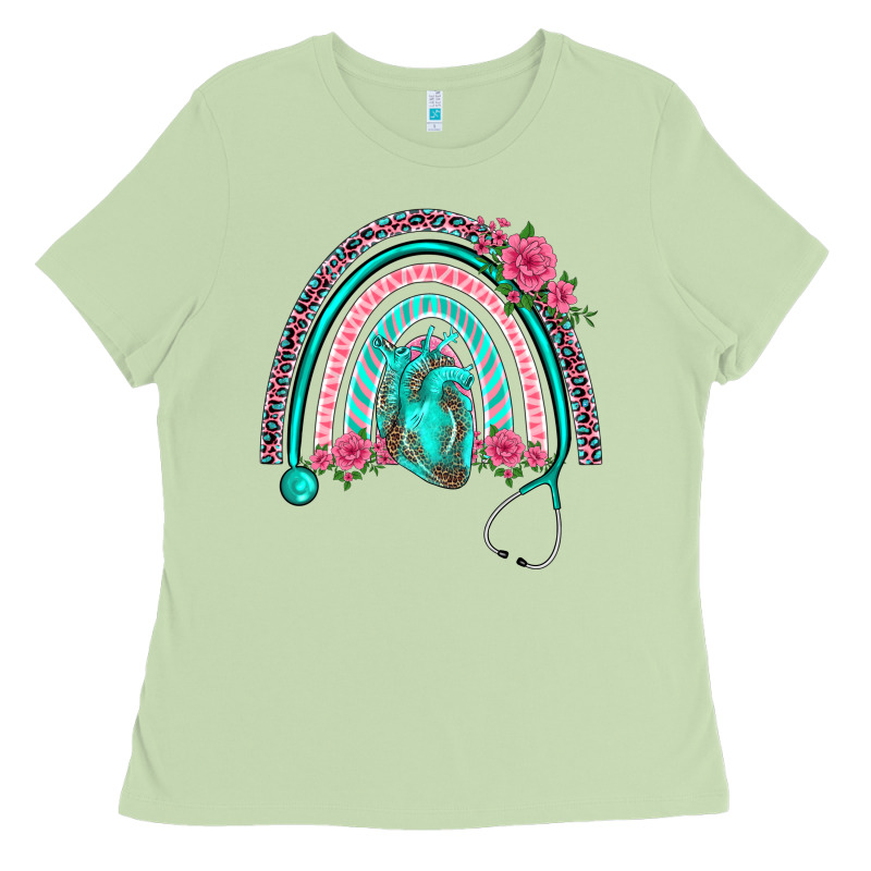 Nurse Life Spring Stethoscope Heart Rainbow Ladies Tee by BarkalooDesign | Teevron