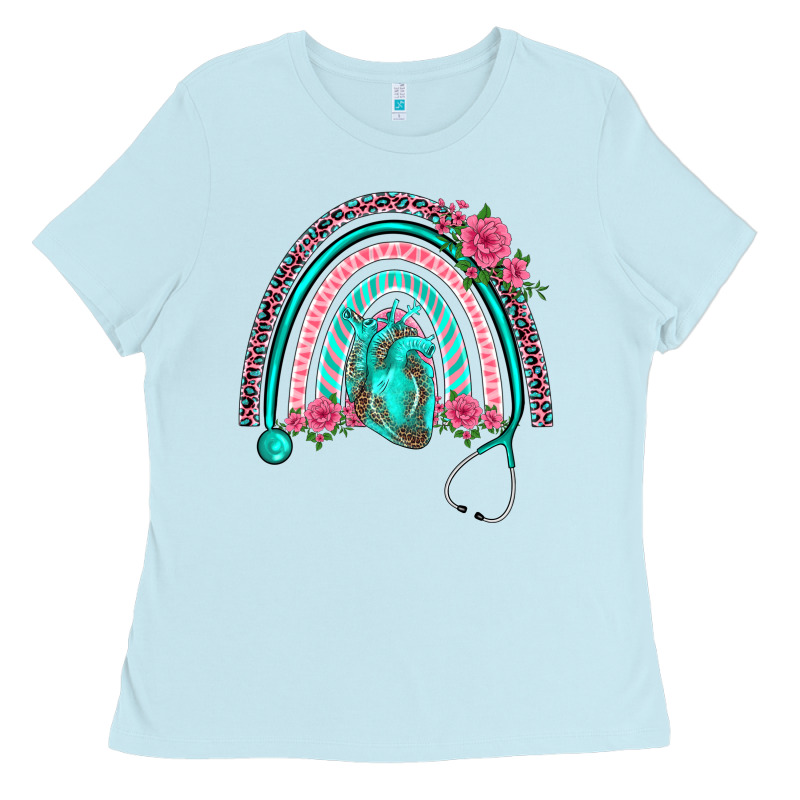 Nurse Life Spring Stethoscope Heart Rainbow Ladies Tee by BarkalooDesign | Teevron