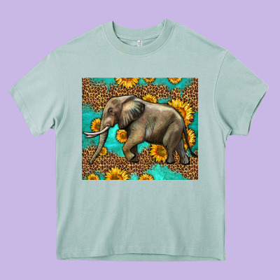 Western Sunflowers Elephant Heavy Core Tee Designed By Lillyallendesigns
