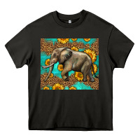 Asphalt western sunflowers elephant Heavy Core Tee - LillyAllenDesigns