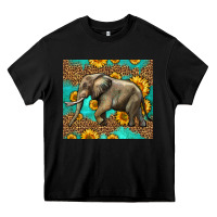 Black western sunflowers elephant Heavy Core Tee - LillyAllenDesigns
