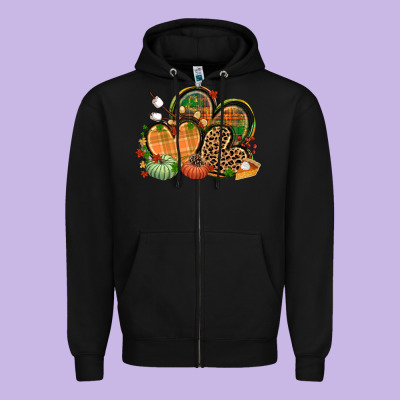 Fall Heart Zipper Hoodie Designed By Cowgirlartshop