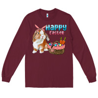 Happy Easter Bunny And Egg Basket Long Sleeve Tee | Teevron