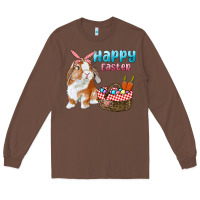 Chestnut Happy Easter Bunny And Egg Basket Long Sleeve Tee - RanaPortraitStore