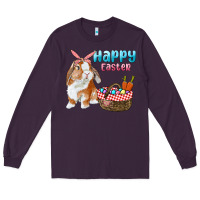 Plum Happy Easter Bunny And Egg Basket Long Sleeve Tee - RanaPortraitStore