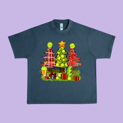 Christmas With Tennis Trees Urban Heavy Tee Designed By Bundleandbundleshop