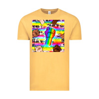 Vintage Mustard Pride lgbtq hands with cowhide seamless pattern Vintage Tee - BundleAndBundleShop