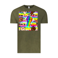Vintage Olive Pride lgbtq hands with cowhide seamless pattern Vintage Tee - BundleAndBundleShop