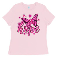 Bubblegum Pink hope breast cancer butterfly Ladies Tee - Jasminsmagicworld