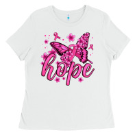 White hope breast cancer butterfly Ladies Tee - Jasminsmagicworld
