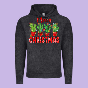 Merry Christmas Cactuses Vintage Hoodie Designed By Maliassmallbusiness