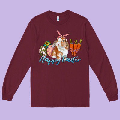 Happy Easter Bunny Carrots And Eggs Long Sleeve Tee Designed By Ranaportraitstore