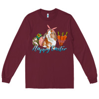 Burgundy happy easter bunny carrots and eggs Long Sleeve Tee - RanaPortraitStore