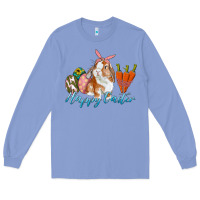Colony Blue happy easter bunny carrots and eggs Long Sleeve Tee - RanaPortraitStore