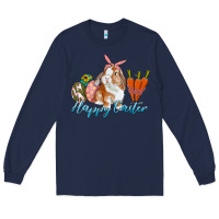 Navy happy easter bunny carrots and eggs Long Sleeve Tee - RanaPortraitStore