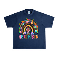 Navy He Is Risen Rainbow Urban Heavy Tee - BundleAndBundleShop