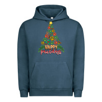 Pigment Midnight Navy paw print christmas tree Urban Hoodie - CowhideDigitalArt