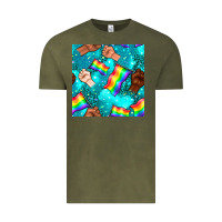 Vintage Olive Pride lgbtq hands with flag seamless pattern Vintage Tee - BundleAndBundleShop