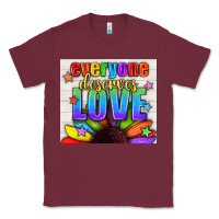 Burgundy Everyone Deserves Love Pride LGBTQ+ Tumbler Classic Tee - BundleAndBundleShop