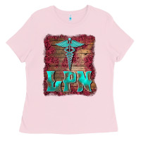Bubblegum Pink licensed practical nurse medical symbol  background Ladies Tee - BarkalooDesign