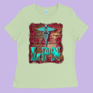 Licensed Practical Nurse Medical Symbol  Background Ladies Tee Designed By Barkaloodesign