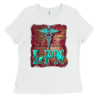 White licensed practical nurse medical symbol  background Ladies Tee - BarkalooDesign