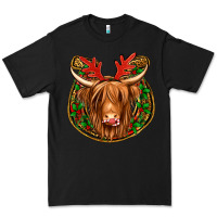 Black christmas highland cow mistletoe Christmas Premium Tee - Jasminsmagicworld