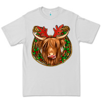 Dove Grey christmas highland cow mistletoe Christmas Premium Tee - Jasminsmagicworld