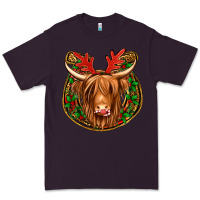 Plum christmas highland cow mistletoe Christmas Premium Tee - Jasminsmagicworld