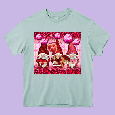 Valentines Gnomies With Leopard Heavy Core Tee Designed By Nancycooperartshop