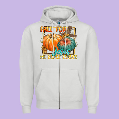 Fall For Jesus He Never Fails Zipper Hoodie Designed By Cowgirlartshop