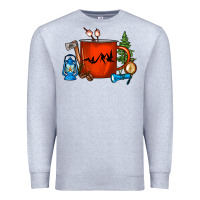 Heather Grey Camper Coffee Cup Premium Sweatshirt - FaDigitalArtStudio