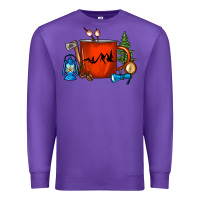 Purple Camper Coffee Cup Premium Sweatshirt - FaDigitalArtStudio